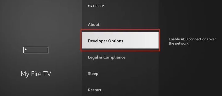 select developer option