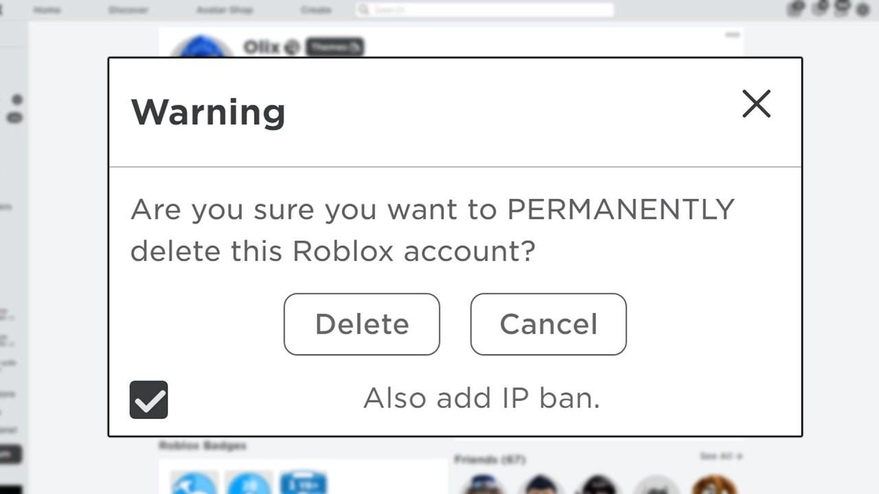 Roblox Account delete